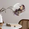 Marmer - Abstract - Goud - Paars Wandcirkel behangsticker klein -sfeer3