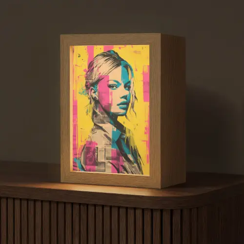 Vrouw - Verfstrepen - Gekleurd Light Box met kabel (Tafellamp) klein -z3d_website