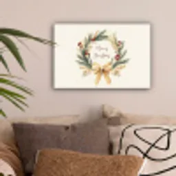 Kerstkrans - Kerst - Goud - Beige canvas 2cm klein -sfeer1