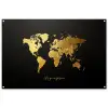 Goud - Glanzend - Wereldkaart - Luxe tuinposter los doek groot -3d