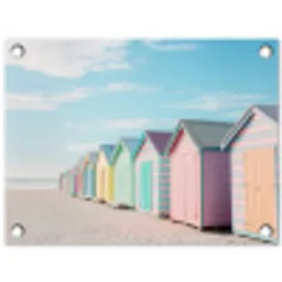 Strandhuisjes - Kleurrijk - Zee tuinposter los doek klein -3d