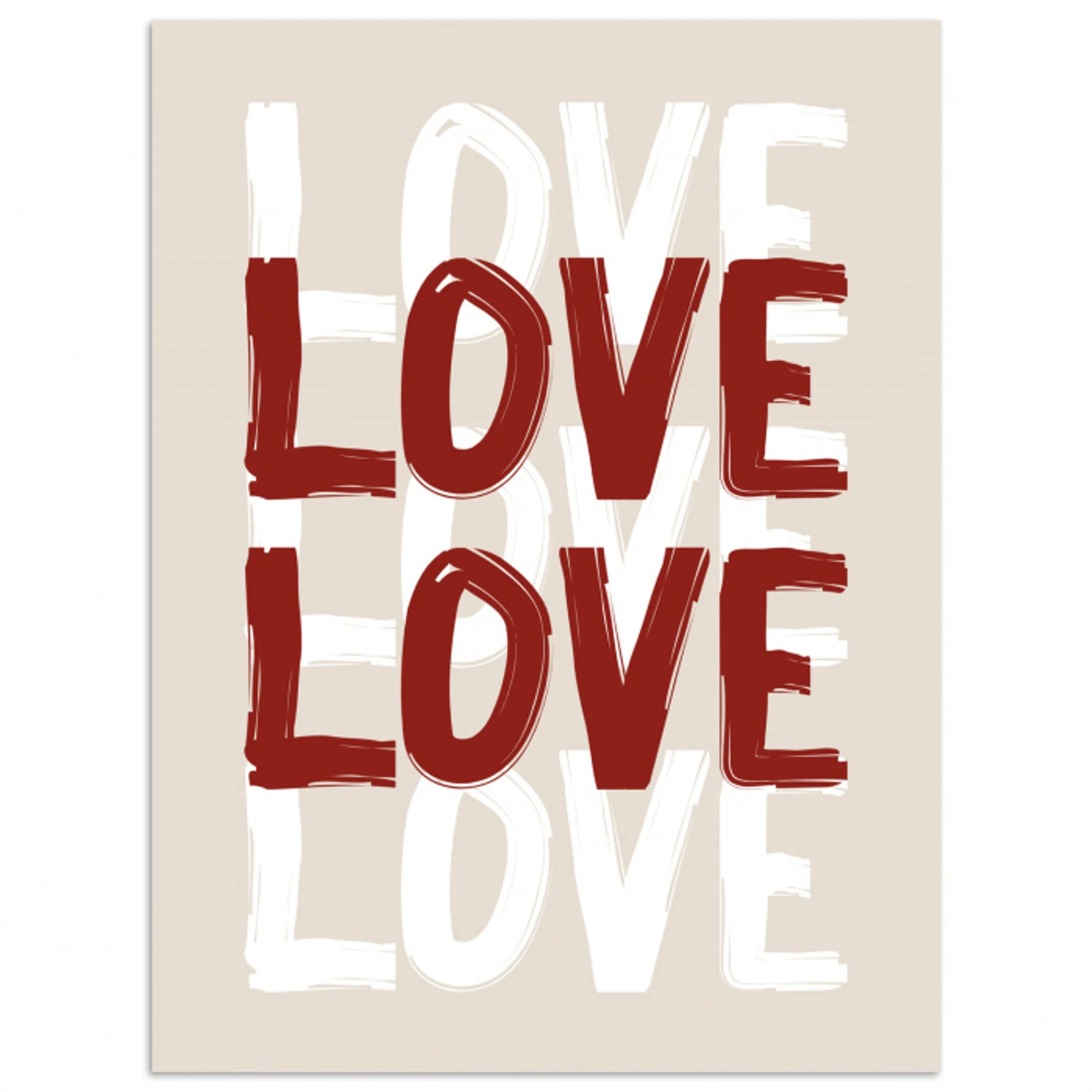 Love - Rood - Tekst poster papier klein -3d
