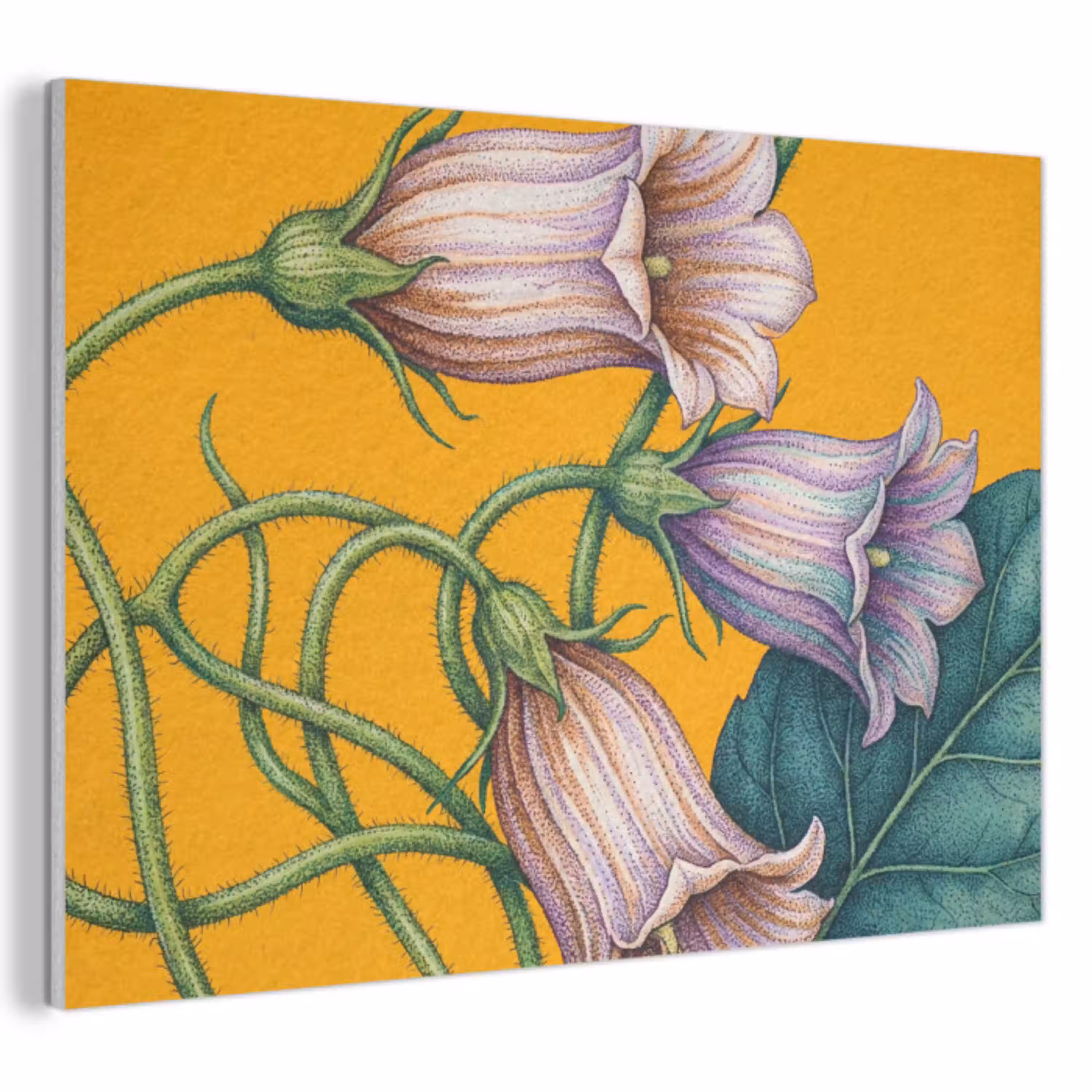 Bloemen - Botanisch - Geel PET vilt klein -3d