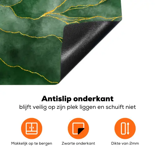 Marmer - Groen - Luxe - Goud - Marmerlook Inductie beschermer vinyl 3mm klein -zzzzzzz-td-onderkant