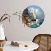 Zeilschip - Zee - Rotsen - Wolken Wandcirkel kunststof plaat 5mm dik klein -sfeer4