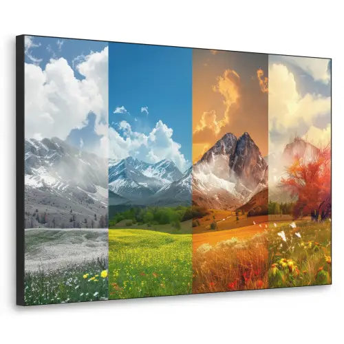 Landschap - 4 seizoenen - Natuur - Winter - Lente - Zomer - Herfst Textielframe zwart klein -3d