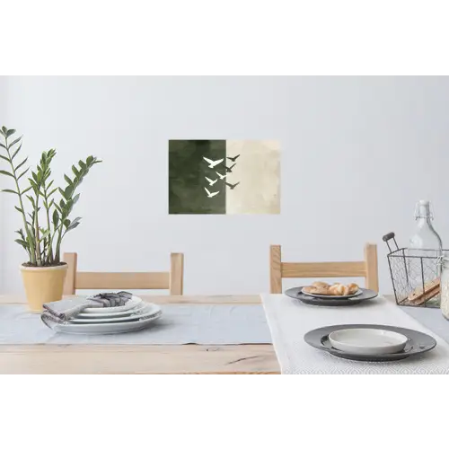 Japandi - Vogel - Groen Muursticker klein -eettafel