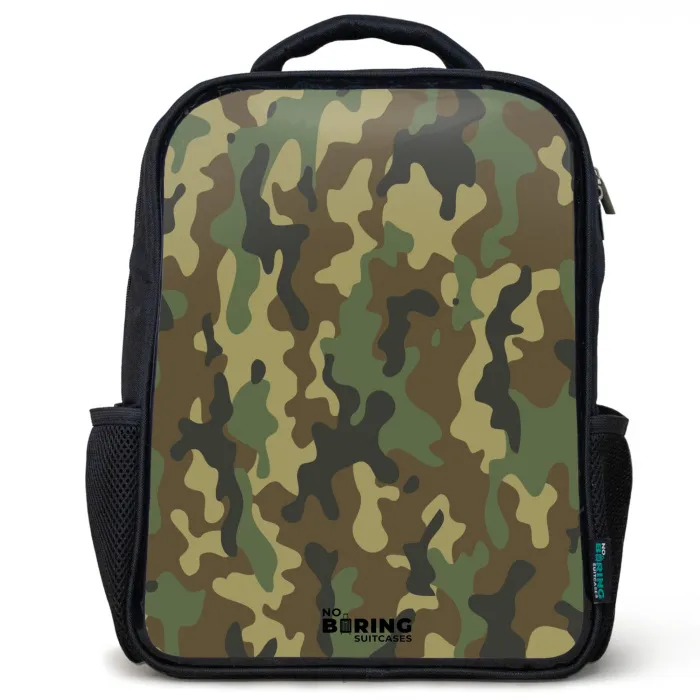 Groene camouflage met zandkleur Rugzak - Zwart middel -3d