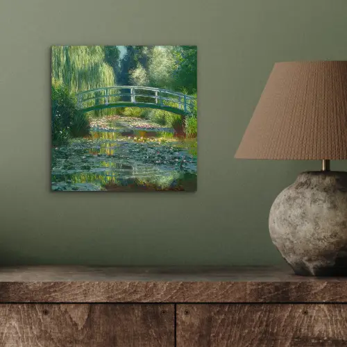 Brug - Hout - Vijver - Waterlelies aluminium wit klein -sfeer2