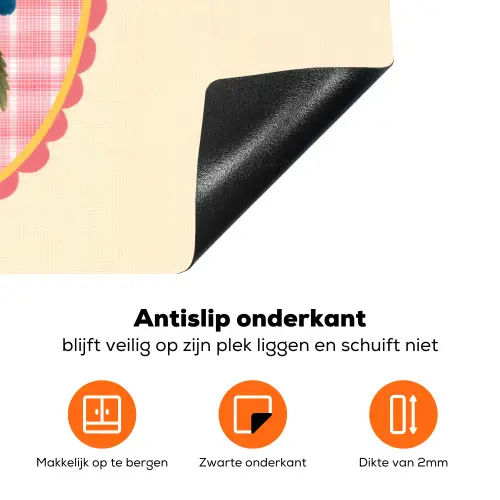 Bloemen - Blauw - Lijst - Bladeren Inductie beschermer vinyl 3mm klein -zzzzzzz-td-onderkant
