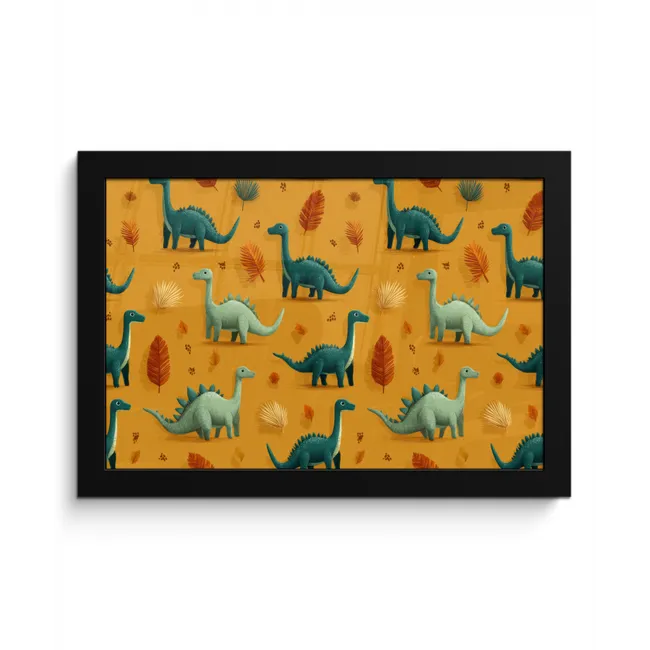 Dinosaurussen - Stekels - Herfstbladeren - Bruin fotolijst zwart zonder passe partout klein -3d