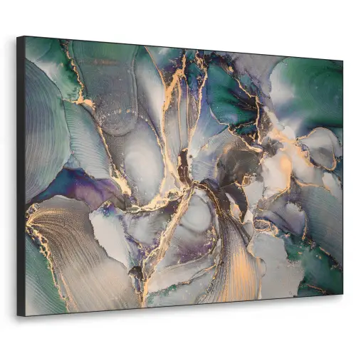 Goud - Blauw - Marmer Textielframe zwart klein -3d