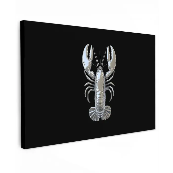 Kreeft - Zilver - Metallic - Luxe Tuinposter op houten frame 2 cm dik klein -3d