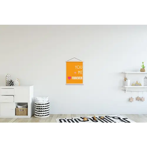 Oranje - Love - Valentijn textielposter latten blank klein -kinderkamer