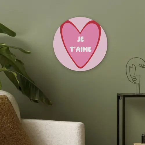 Hart - Frans - Valentijn - Roze Akoestische PET Vilt - Rond klein -sfeer2