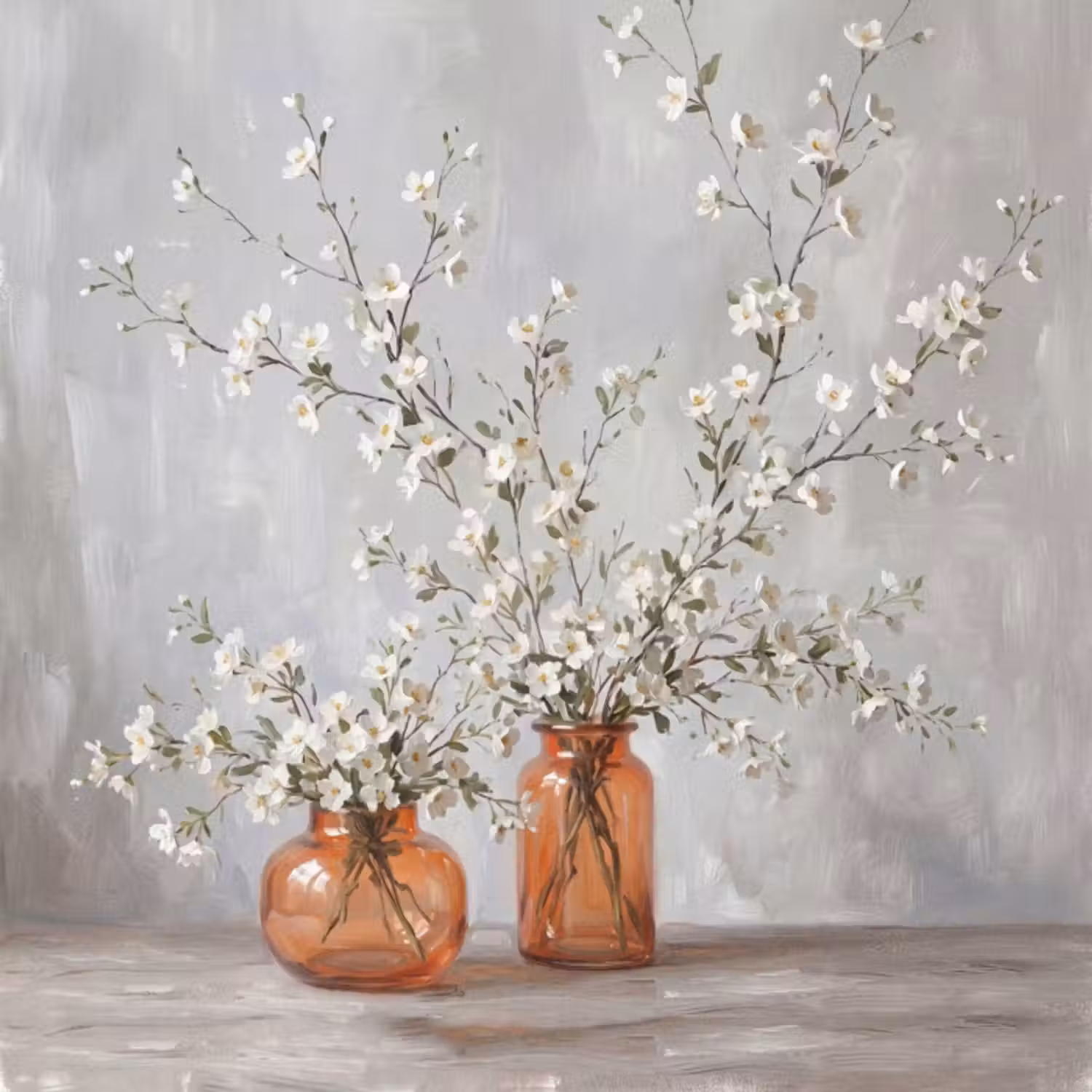 Behang - Vazen - Bloemen - Oranje