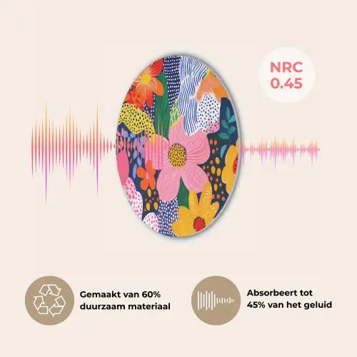 Kleurrijk - Bloemen - Abstract - Stippen Akoestische PET Vilt - Rond klein -USP_NL