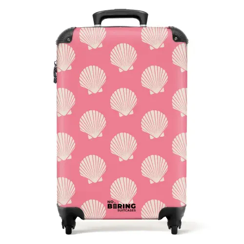 Patronen - Schelp patroon in zachtroze NBS - Handbagage koffer - Kinderen Unisex middel -productfoto_recht