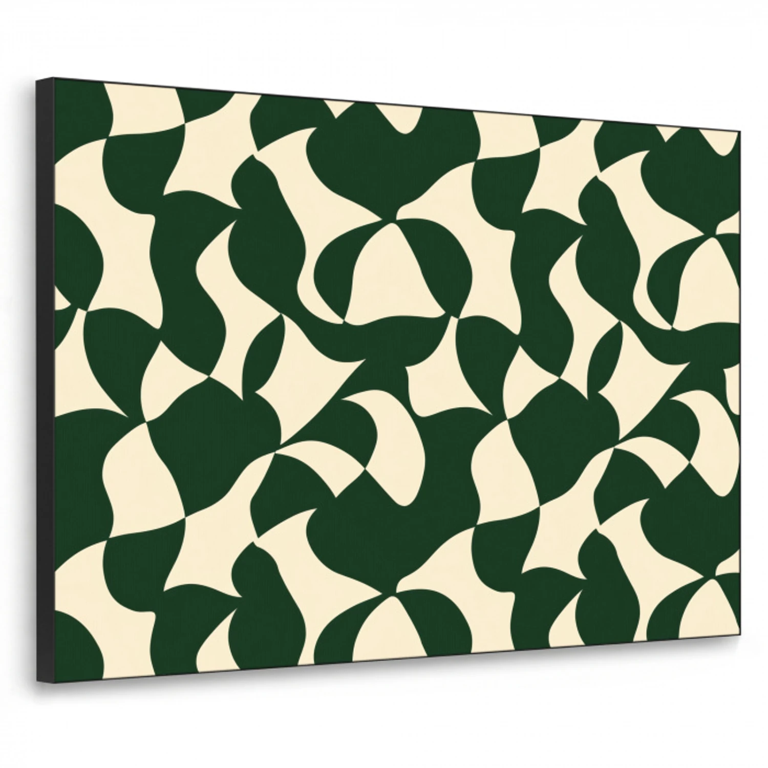 Groen - Organische vlakken - Crème Textielframe zwart klein 947 -3d