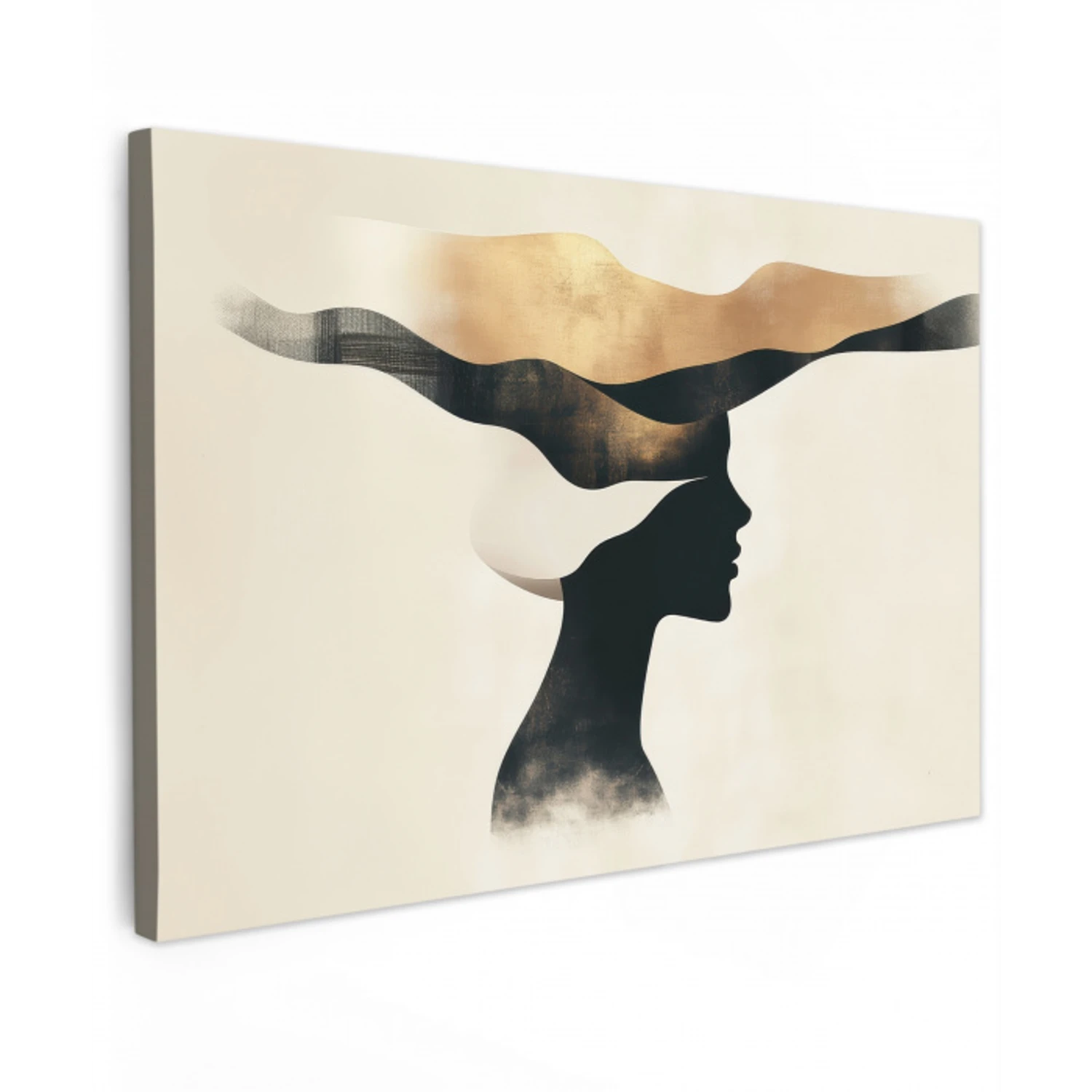 Vrouw - Golven - Zwart Tuinposter op houten frame 2 cm dik klein -3d