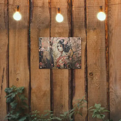 Kimono - Vrouw - kersenbomen tuinposter los doek klein -sfeer1