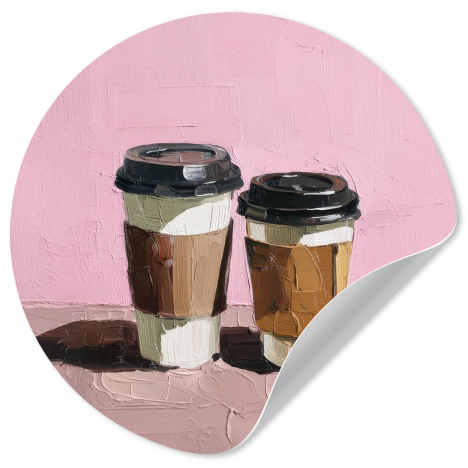 Koffiebekers - Deksel - Verf - Textuur Wandcirkel behangsticker klein -3d
