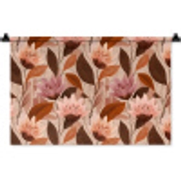Bloemen - Bladeren - Bruin Wandkleed katoen klein 269 -zz3d