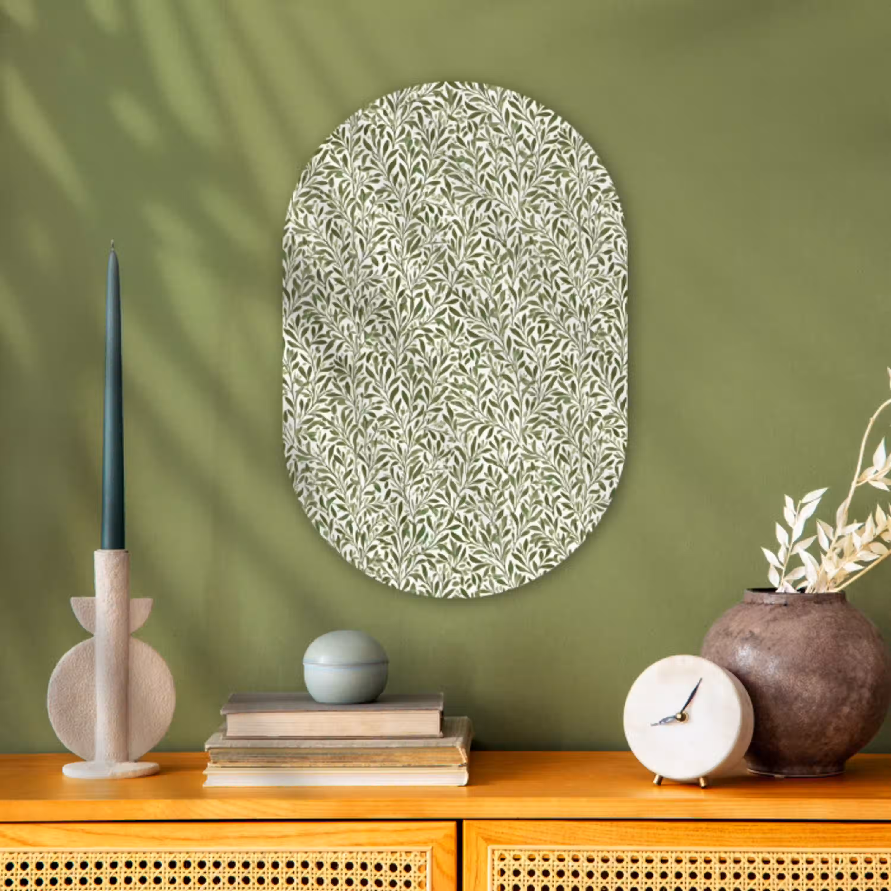 Botanisch - Takken - Groen Wandcirkel Ovaal Forex klein 630 -sfeer2
