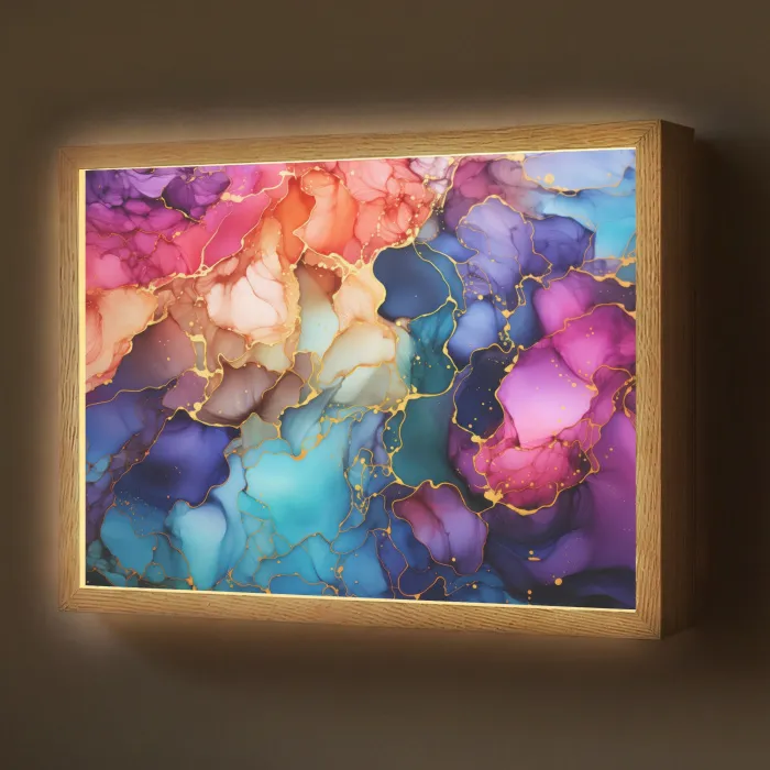 Marmer - Kleurrijk - Kleuren - Abstract Light Box met batterij (Wandlamp) middel -z3d_website