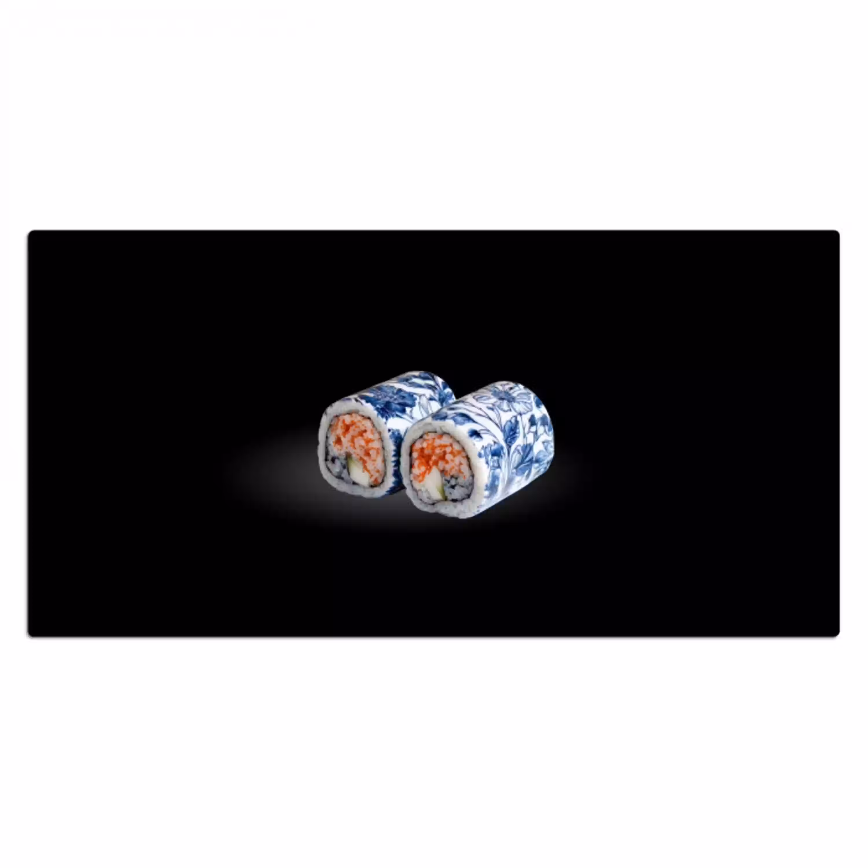 Sushi - Delfts blauw - Rijst - Vis - Elegant Muismat XXL klein -3d_leeg