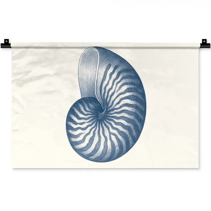 Blauw - Schelp - Spiraal Wandkleed katoen klein -zz3d