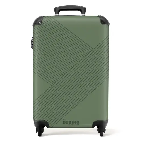 Minimal - Kruisende lijnen op Grijsgroen NBS - Handbagage koffer - Unisex middel -productfoto_recht