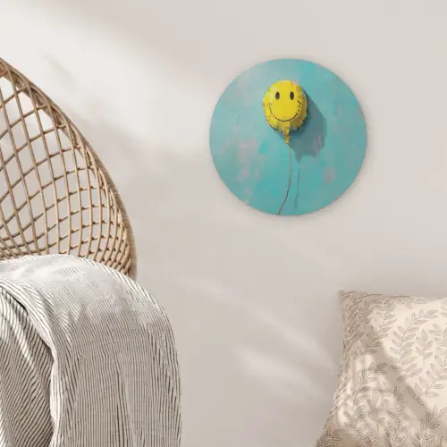 Ballon - Geel - Smiley Akoestische PET Vilt - Rond klein -sfeer4