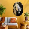 Portret - Leeuw - Abstract - Goud Wandcirkel Ovaal Glas middel -sfeer4