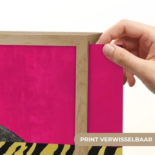 Kat - Baas - Roze - Tijgerprint Light Box met batterij (Wandlamp) middel -USP_websiteprintNL