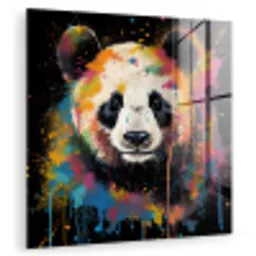 Panda - Graffiti - Dieren - Zwart - Kleuren plexiglas 5mm klein -zzzproduct_nieuw