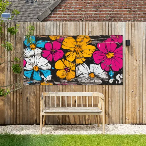 Street Art - Bloemen - Mix Tuinposter op houten frame 2 cm dik xxl -sfeer4