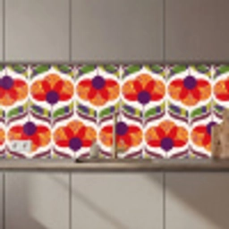 Retro - Flower Power - Vintage - Kleuren keuken achterwand 2 middel 871 zz_3dshopping