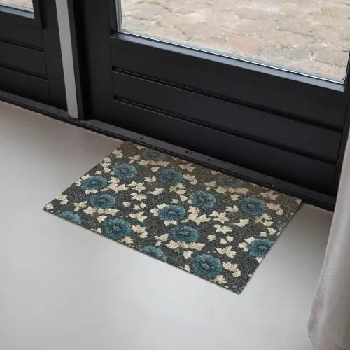 Botanisch - Bloemen - Blauw Deurmat klein 898 -sfeer2