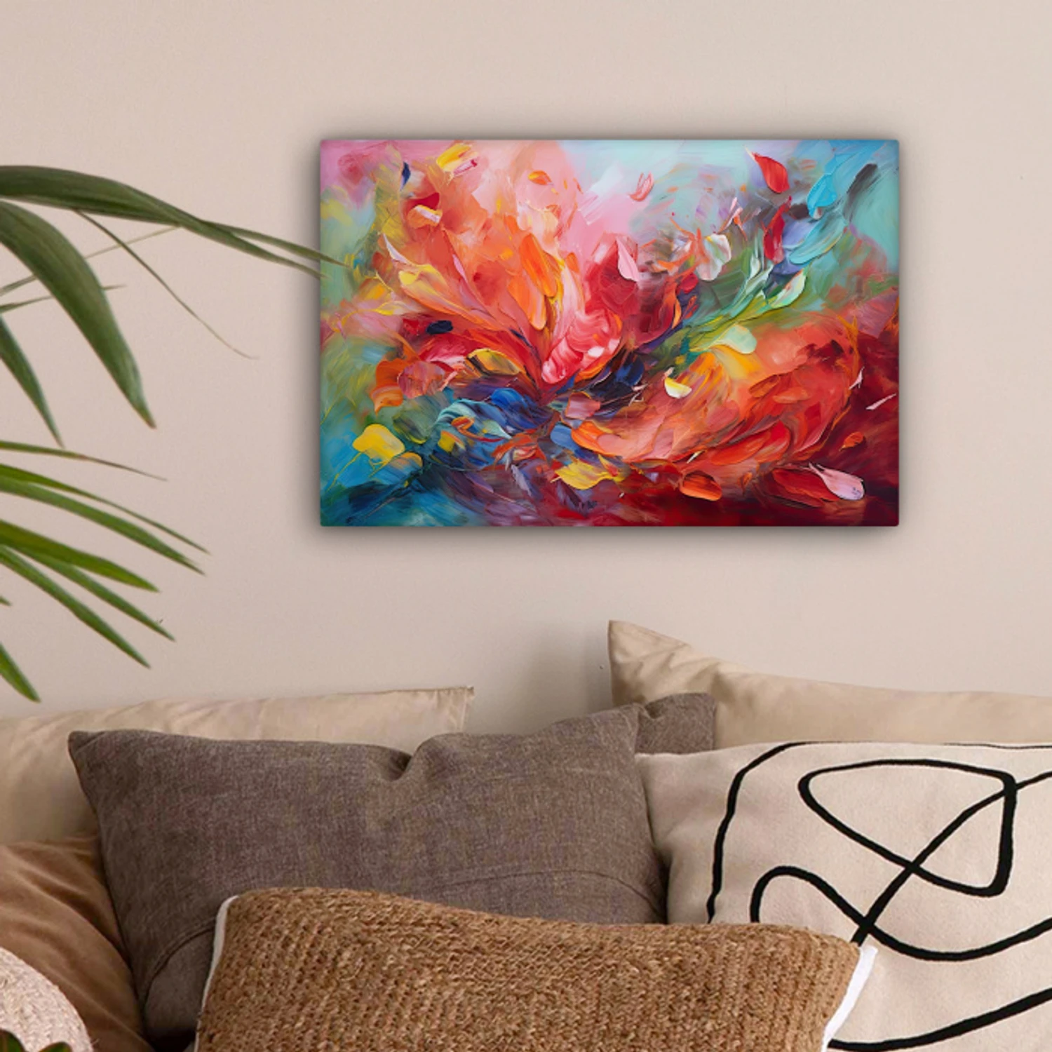 Olieverf - Kunst - Abstract - Kleurrijk canvas 2cm klein -sfeer1