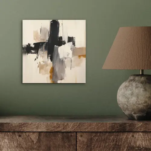 Penseelstreken - Ruw - Abstract - Beige aluminium wit klein -sfeer2