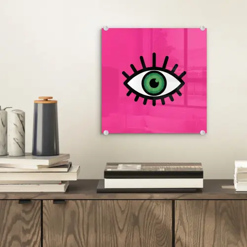 Minimalistisch - Oog - Roze plexiglas 5mm klein -sfeer1