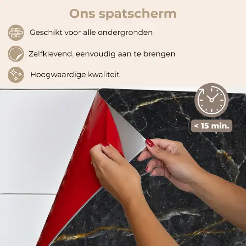 Marmer - Zwart - Goud - Grijs - Marmerstructuur keuken achterwand spatscherm klein -spatscherm_NL
