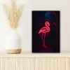 Flamingo - Roze - Neon - Licht canvas 2cm klein -sfeer5