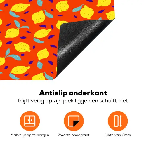 Oranje - Citroen - Geel - Blauw Inductie beschermer vinyl 3mm klein 276 -zzzzzzz-td-onderkant