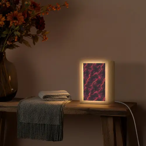 Rood - Onweer - Bliksem - Wolken Light Box met kabel (Tafellamp) klein 925 -sfeer4