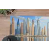 Skyline - Wolkenkrabbers - Water - Blauw muismat rubber klein -closeup