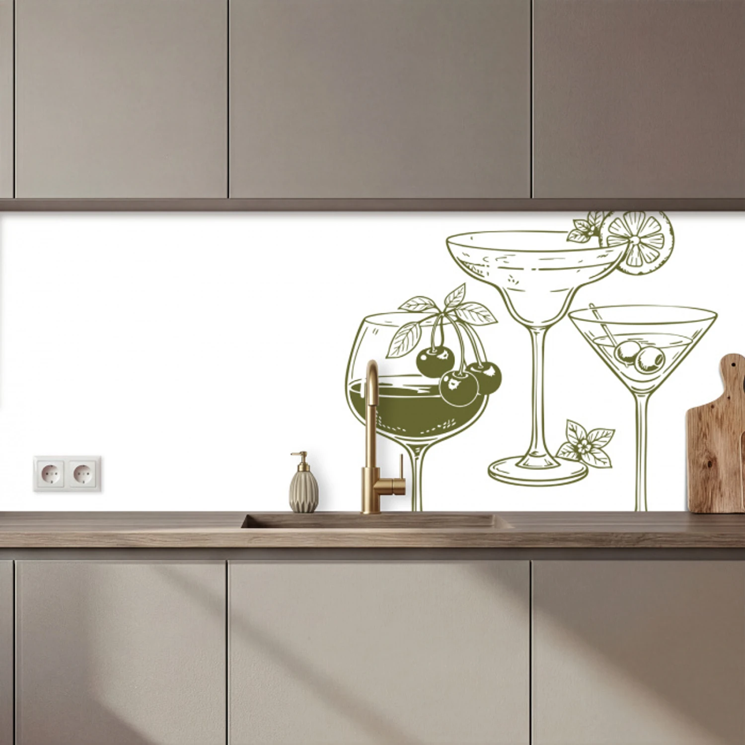 Glazen - Cocktails - Groen keuken achterwand 2 middel zz_3dshopping