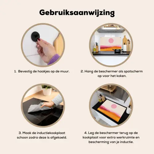 Heuvels - Oranje - Zon - Abstract Inductie beschemer met haakjes klein -ky-gebruik-nl