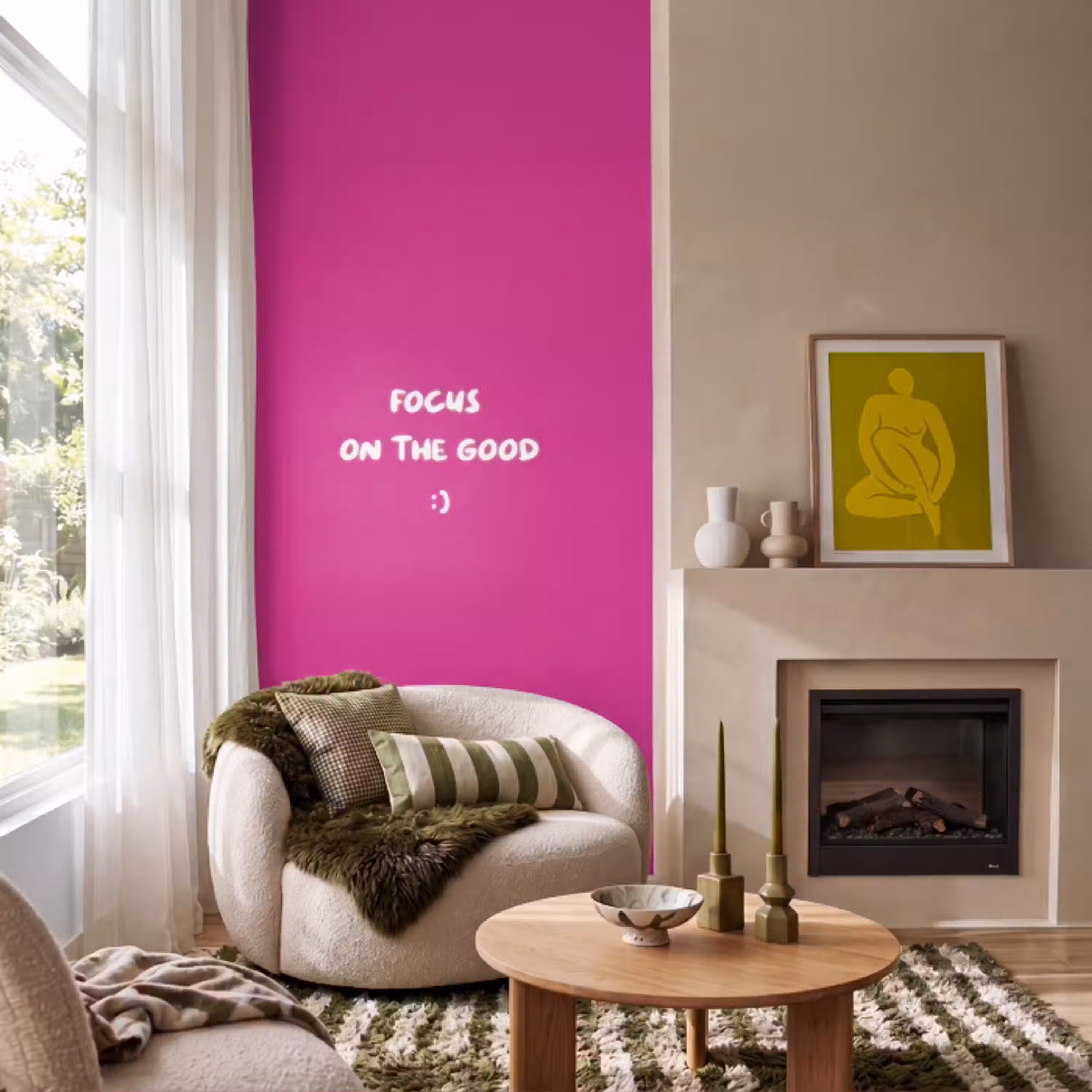 Focus - Smiley - Roze Behang Vlies klein -sfeer2